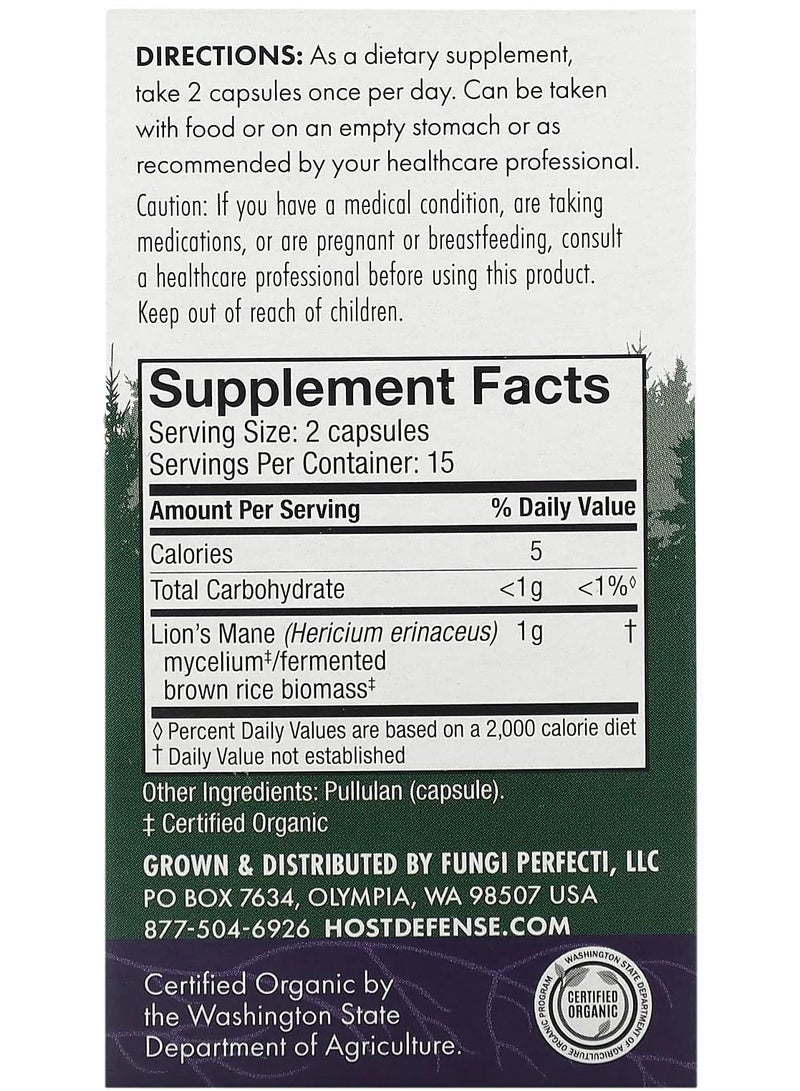 Host Defense Lion's Mane, Memory & Nerve Support 30 Capsules - Image 3