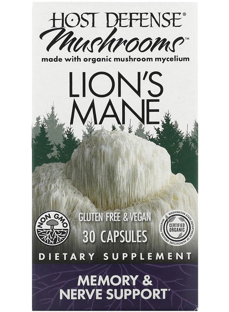 Host Defense Lion's Mane, Memory & Nerve Support 30 Capsules - Image 1