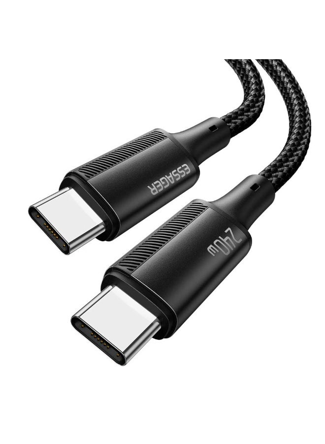 ايساجر كابل Essager USB-C إلى USB-C بقوة 240 واط - PD 3.1 (5A) شحن فائق السرعة - نايلون مضفر أسود بطول 2 متر - Image 2