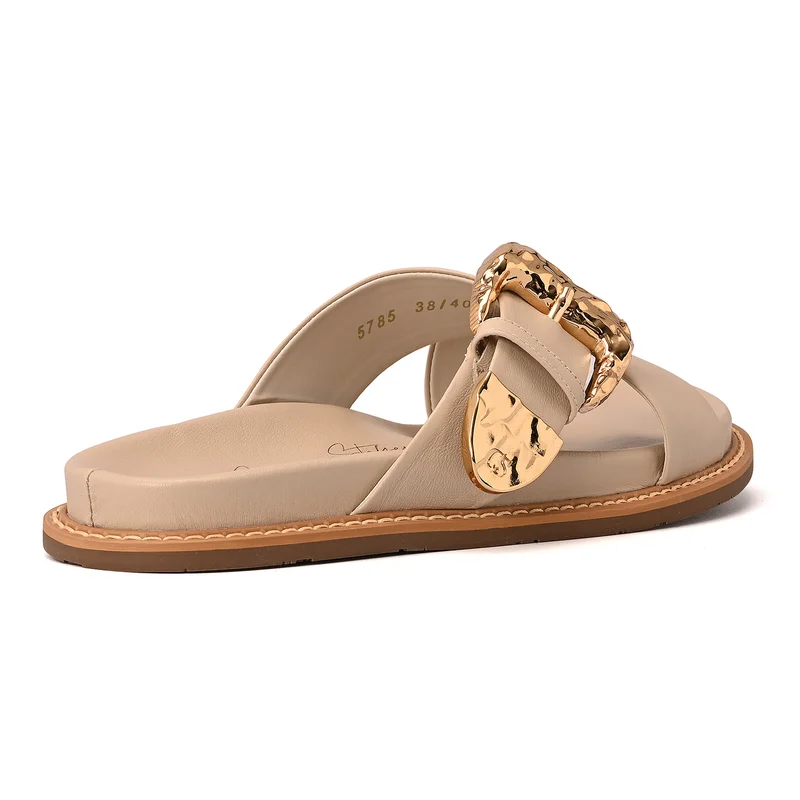 Carmen Steffens Papete Ivory Crossed Straps with Buckle