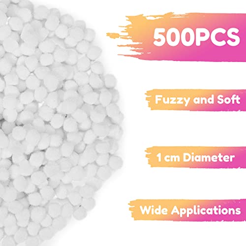 Caydo 500 Pieces 1cm White Pom Poms, Mini Craft Pom Poms Balls for DIY Art Creative Crafts Christmas Decorations - Image 5