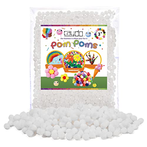 Caydo 500 Pieces 1cm White Pom Poms, Mini Craft Pom Poms Balls for DIY Art Creative Crafts Christmas Decorations - Image 1