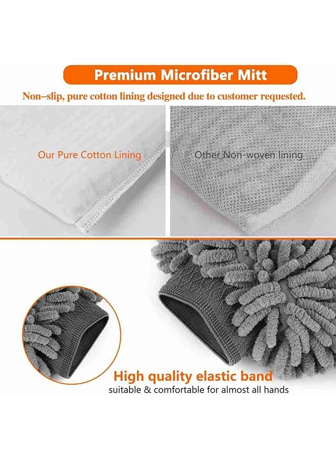 Glitz Car Wash Mitt, Scratch-Free Chenille Microfiber Double Sided Washing Mitts, Dual Sided Cleaning Gloves For Dirt & Bugs, Sponge Cloths For Cars, Home, Furniture, Trucks, Boats (2Pack) - Image 4
