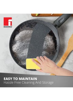 BERGNER Bergner Orion NonStick 26 cm Tawa/ Dosa Pan, 100% Recyclable, For Low Oil Paratha/Dosa/Uttapam/Pancake/ Crepe/Eggs/Toasts, Textured Soft Touch Handle, Granite Finish, Induction & Gas ready, 1-Year Warranty  - Image 5