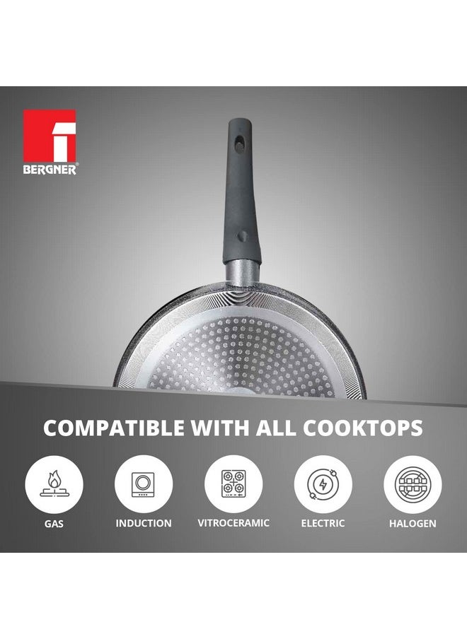 BERGNER - Bergner Orion NonStick 26 cm Tawa/ Dosa Pan, 100% Recyclable, For Low Oil Paratha/Dosa/Uttapam/Pancake/ Crepe/Eggs/Toasts, Textured Soft Touch Handle, Granite Finish, Induction & Gas ready, 1-Year Warranty - Image 1