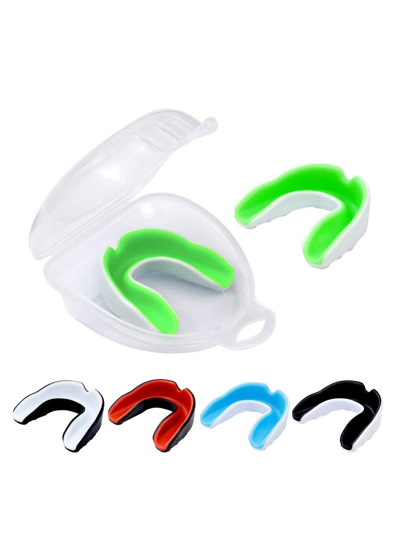 spa luxetique 5 Pack Youth Mouth Guard Sports Mouth Guard Mouthguard Gumshield for Kids Double Colored Kids for Football Basketball Boxing MMA Hockey with Free Case  - Image 1