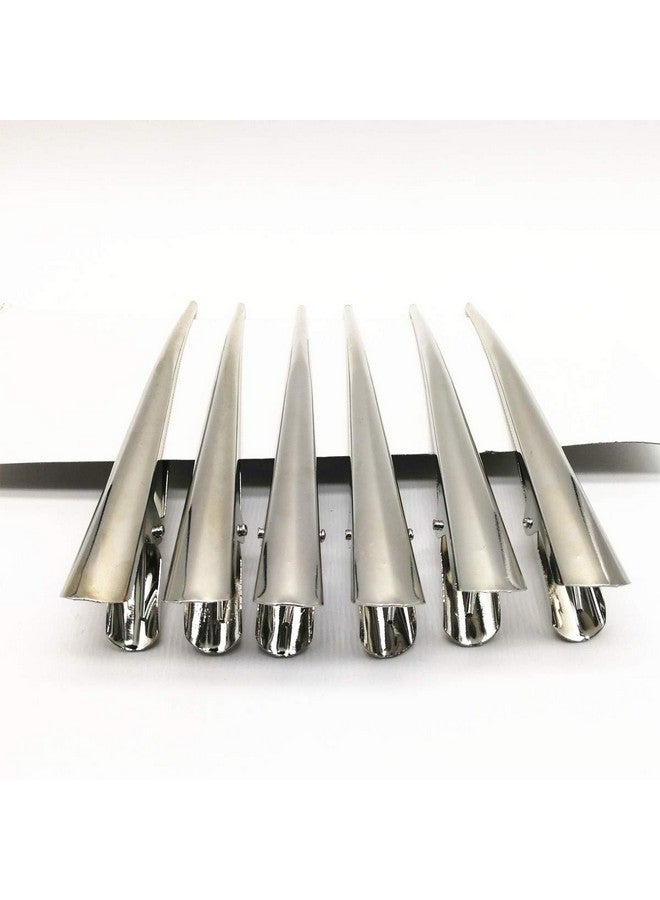 CONOFA Onofa 6 Pack Duckbill Hair Clips With Teeth Metal Silvery Alligator Curl Clips Crocodile Accessories Hairpins Chic Styling Claw (Silvery) - Image 3
