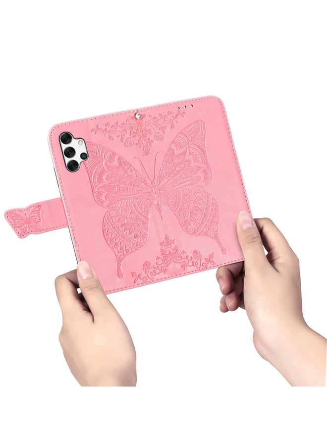 S-TOP Case For Samsung Galaxy A32 4G Butterfly Love Flower Embossed Horizontal Flip Leather Case with Bracket / Card Slot / Wallet / Lanyard - Image 5