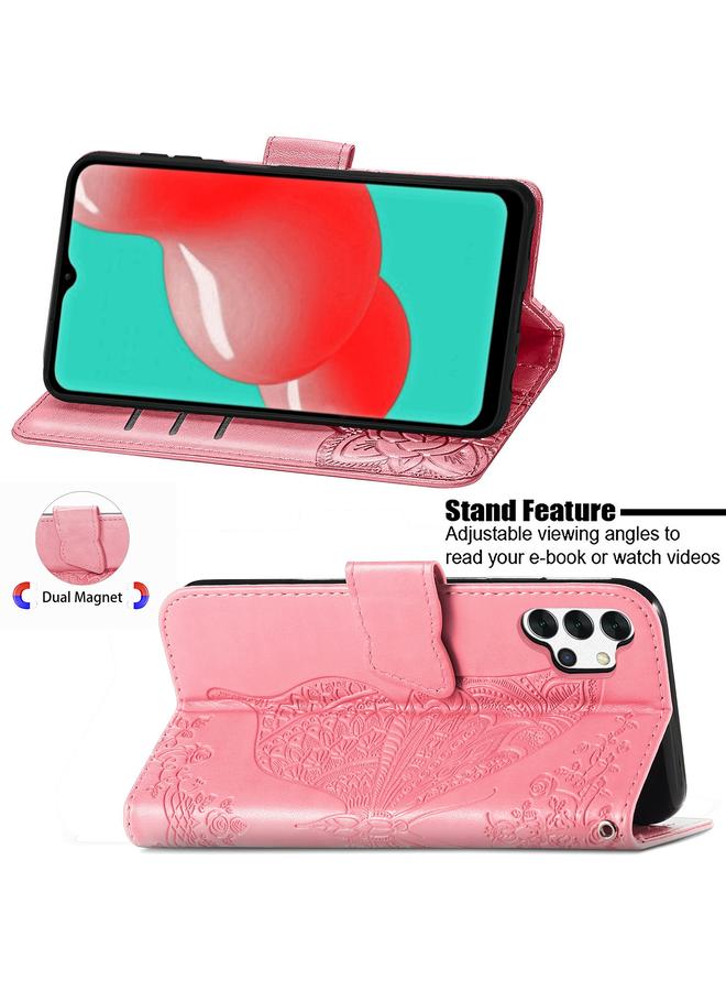 S-TOP Case For Samsung Galaxy A32 4G Butterfly Love Flower Embossed Horizontal Flip Leather Case with Bracket / Card Slot / Wallet / Lanyard - Image 4