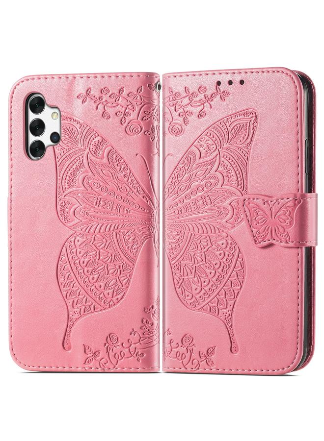S-TOP Case For Samsung Galaxy A32 4G Butterfly Love Flower Embossed Horizontal Flip Leather Case with Bracket / Card Slot / Wallet / Lanyard - Image 2