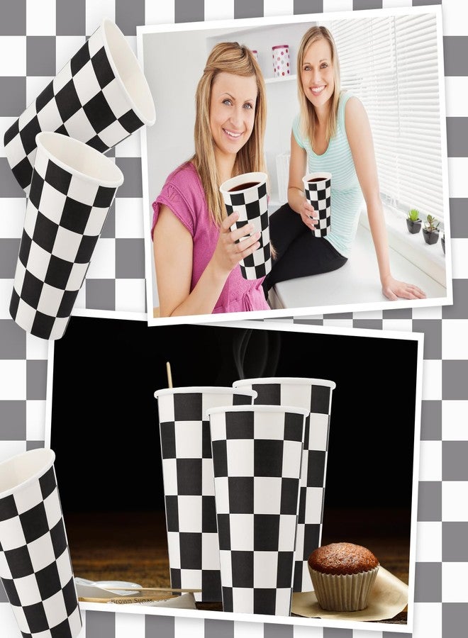 Layhit أكواب ورقية قابلة للتصرف 100 قطعة سعة 16 أونصة بتصميم خشبي باللونين الأسود والأبيض لمشروبات القهوة الساخنة والباردة والشوكولاتة والشاي والكاكاو للاستخدام في المنزل والسفر والمكتب والمقهى والمطعم والحفلات - Image 5