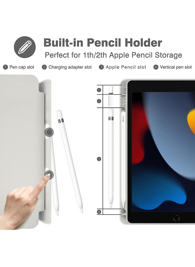 Raxoom iPad 10.2 Case - Compatible with iPad 9th, 8th, and 7th Generation - Auto Wake & Sleep Cover with Pencil Holder (Grey) - Image 3