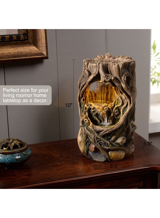 Evisso Haobos Beautiful Stump Water Fountain Relaxation Raindrop Fountains Meditation Desk Fountain Artistic Waterfall Fountains w/LED Lighting Home/Office Calming Core Decor(22013)  - Image 2