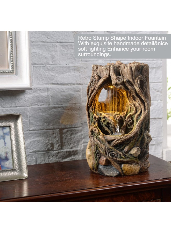 Evisso Haobos Beautiful Stump Water Fountain Relaxation Raindrop Fountains Meditation Desk Fountain Artistic Waterfall Fountains w/LED Lighting Home/Office Calming Core Decor(22013)  - Image 3