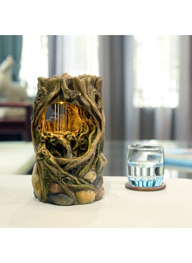 Evisso Haobos Beautiful Stump Water Fountain Relaxation Raindrop Fountains Meditation Desk Fountain Artistic Waterfall Fountains w/LED Lighting Home/Office Calming Core Decor(22013)  - Image 1