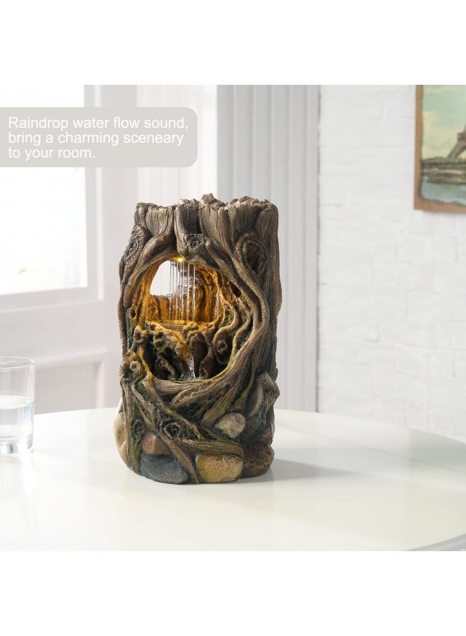Evisso Haobos Beautiful Stump Water Fountain Relaxation Raindrop Fountains Meditation Desk Fountain Artistic Waterfall Fountains w/LED Lighting Home/Office Calming Core Decor(22013)  - Image 4