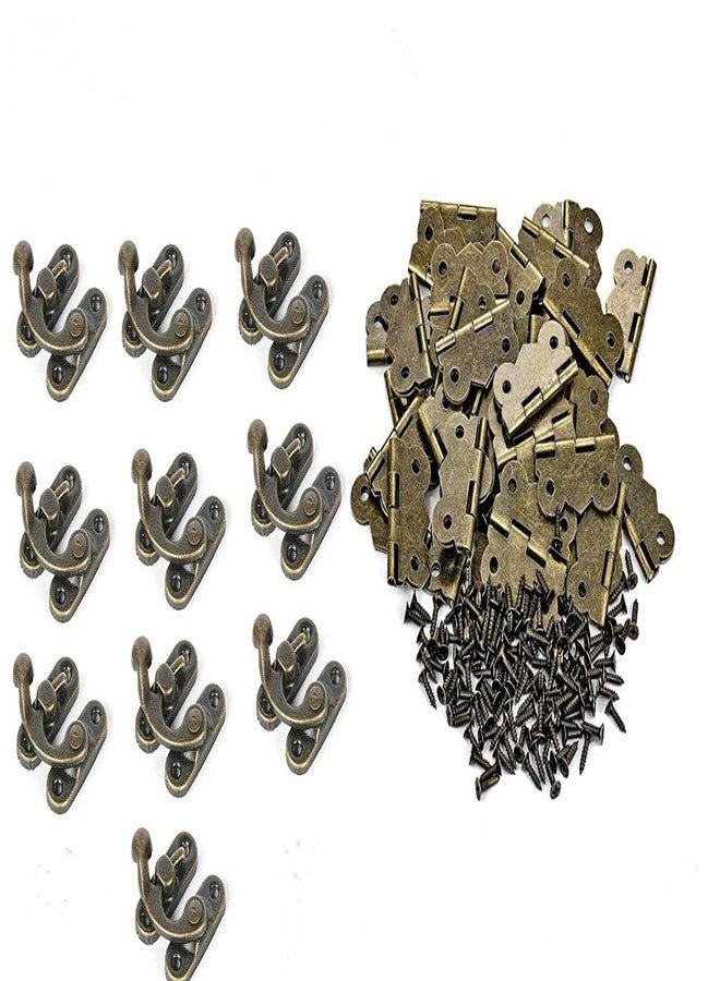 MEDBUDDY Hawk Eye Metal Antique Colour C Lock/Buckle/Latch/Hook/Swing Clasp Butterfly Hinge with Screws Wood Jewellery Small DIY Works ( Set of 10 Locks 20 Hinge with Screw), Bronze (2323) - Image 1