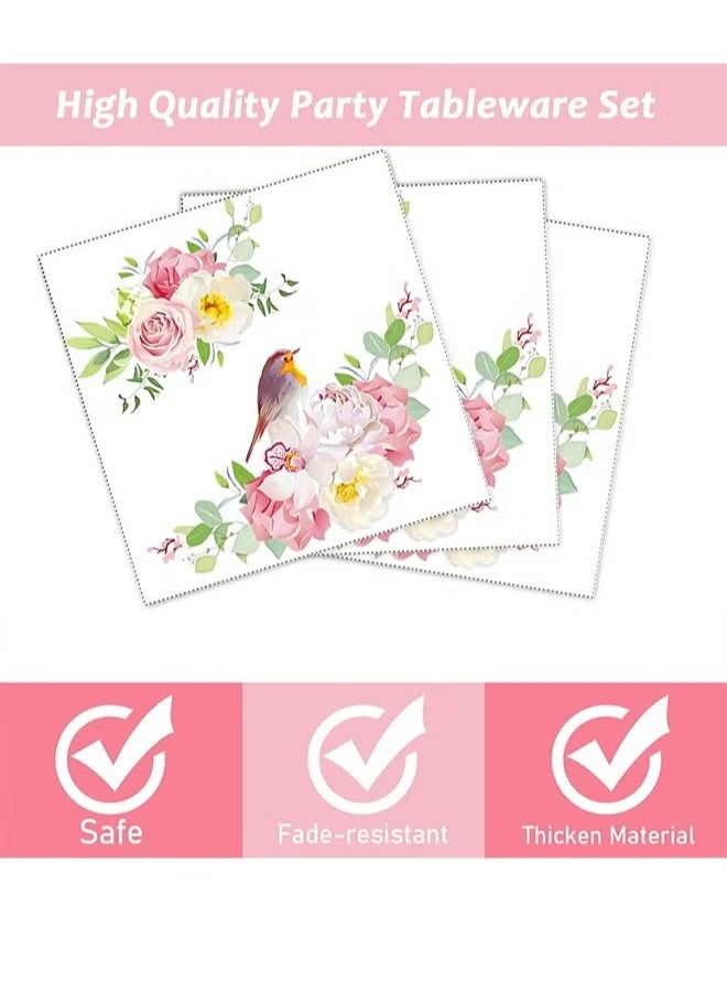 EETU 90PCS Vintage Floral Party Supplies,Includes Floral Paper Plates Cups Napkins Straw,For Bridal Shower Wedding Flower Birthday Decorations Garden Tea Party - Image 4