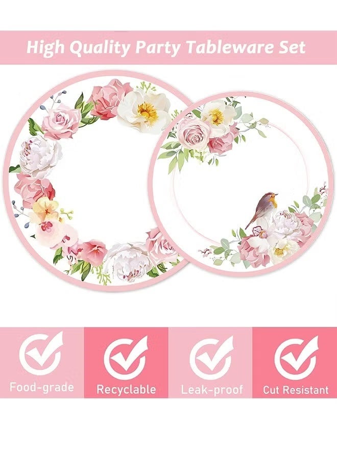 EETU 90PCS Vintage Floral Party Supplies,Includes Floral Paper Plates Cups Napkins Straw,For Bridal Shower Wedding Flower Birthday Decorations Garden Tea Party - Image 3