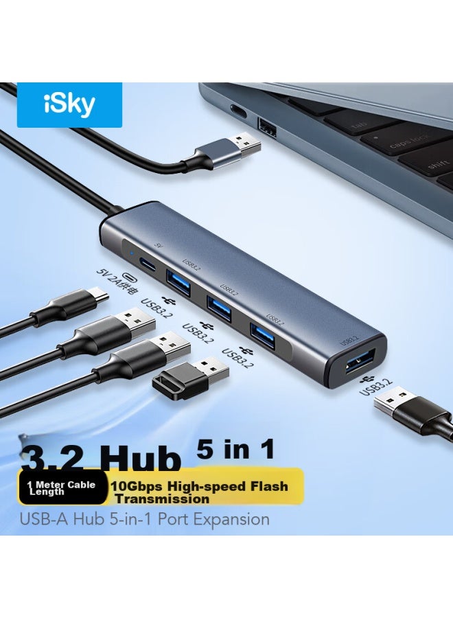 isky Usb 3.2 Hub, 10Gbps Expansion Dock Gen2, High-Speed 4-Port Hub, Desktop And Laptop Computer, One-To Usb 3.2 Extender, 1 Meter - Image 1