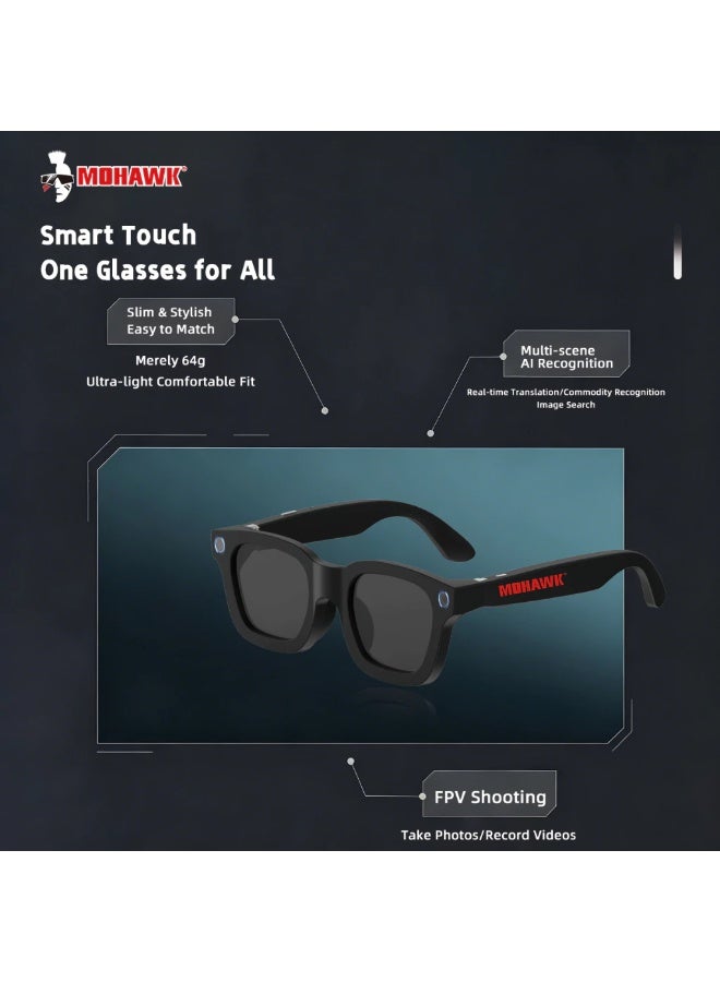 MOHAWK AI Smart Photochromic Glasses with 8MP HD Camera, Real-Time AI Translation, Open-Ear Bluetooth Audio, Ultra-Light 64g, IPX4 Water Resistant Smart Glasses for Travel, Business, Calls, Music, Outdoor Sports and Everyday Use - Image 4