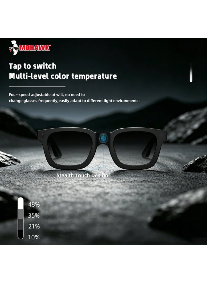 MOHAWK AI Smart Photochromic Glasses with 8MP HD Camera, Real-Time AI Translation, Open-Ear Bluetooth Audio, Ultra-Light 64g, IPX4 Water Resistant Smart Glasses for Travel, Business, Calls, Music, Outdoor Sports and Everyday Use - Image 3