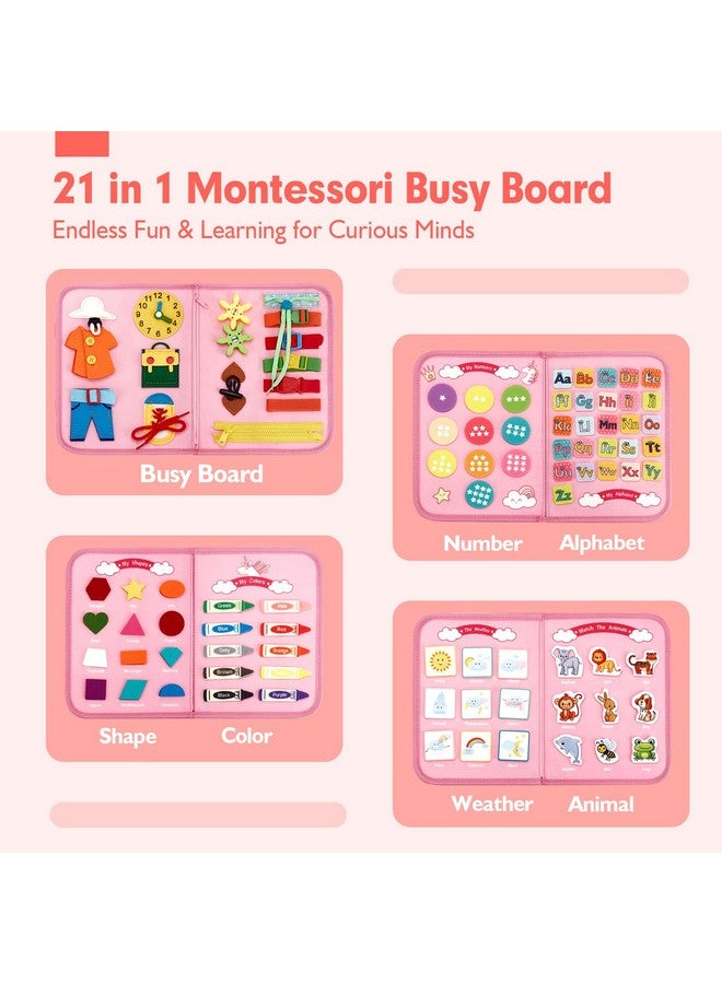 هاهالاند Busy Board - ألعاب مونتيسوري للفتيات بعمر سنتين كهدية عيد ميلاد - أنشطة تعليمية لمرحلة ما قبل المدرسة مع مهارات الحياة، أبجدية، 123، شكل، لون، حيوان، طقس، ألعاب سفر للأطفال الصغار للأعمار من 2 إلى 4 سنوات و1 إلى 3 سنوات - Image 2