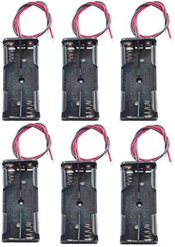 WAYLLSHINE 6PCS 2 x 1.5V AAA Battery Spring Clip Black Plastic 2 x 1.5V AAA Battery Case Holder Box Black Red Wire Leads - Image 5