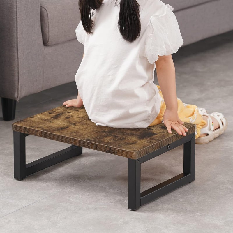 Snughome Wooden Step Stools for Kids, Solid Portable Wooden Bedside Step Stool Adults Hold Up to 350 lb, One Step Foot Stool for Kitchen, Bedroom, Living Room, Bathroom - Self-Assembly(Rustic Brown) - Image 2