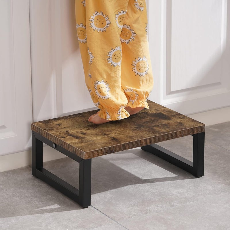 Snughome Wooden Step Stools for Kids, Solid Portable Wooden Bedside Step Stool Adults Hold Up to 350 lb, One Step Foot Stool for Kitchen, Bedroom, Living Room, Bathroom - Self-Assembly(Rustic Brown) - Image 4