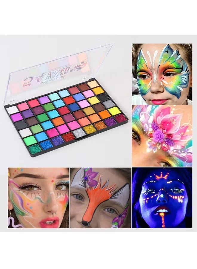 54 Colors Body Face Paint Cosplay Makeup Palette Kit, Professional Face Painting Kit for Kids & Adults - Image 3