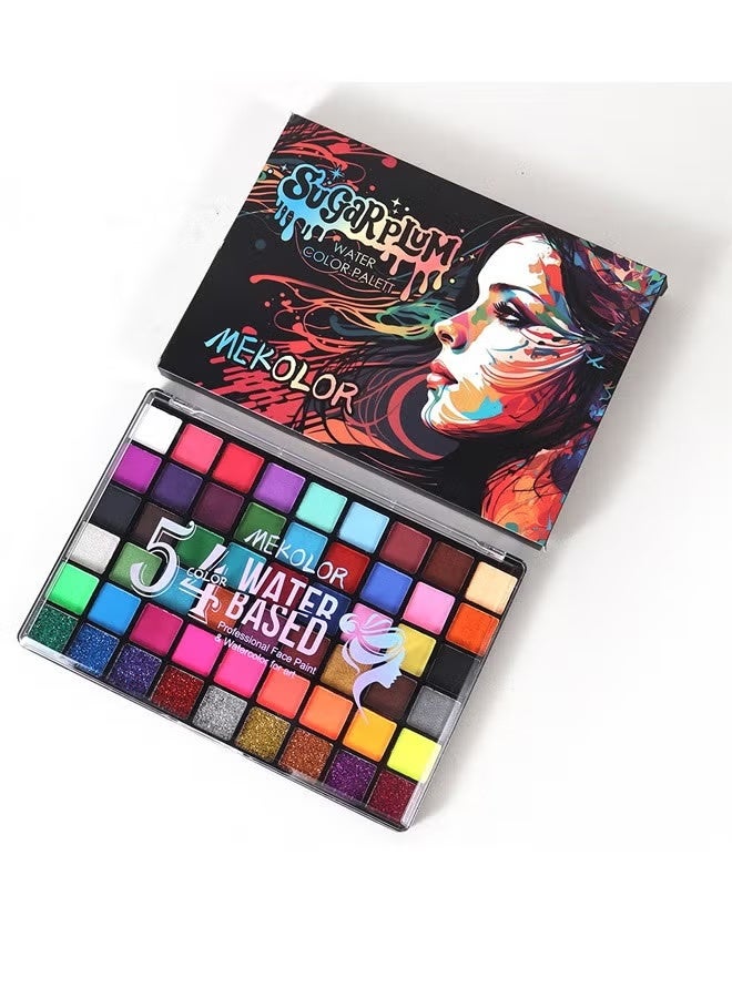 54 Colors Body Face Paint Cosplay Makeup Palette Kit, Professional Face Painting Kit for Kids & Adults - Image 1