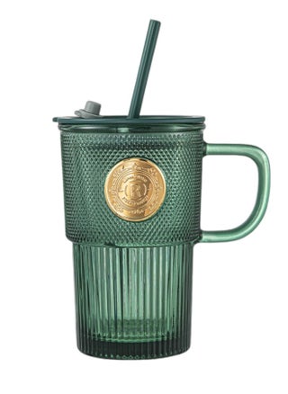 400ml Green Glass Mug with Straw and Handle for Drinking Perfect for Coffee Juice and Beverages - pzsku/Z3D36CC40C51C648D9AE4Z/45/_/1734935868/88ab986f-e7f1-4673-aedd-7f60646d7707