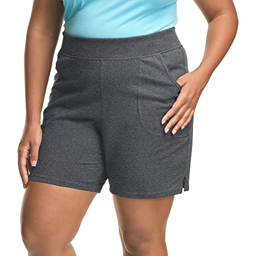 Hanes Just My Size Plus Size Cotton Jersey Shorts, Pull-on Gym Shorts, 7" Inseam - Image 1