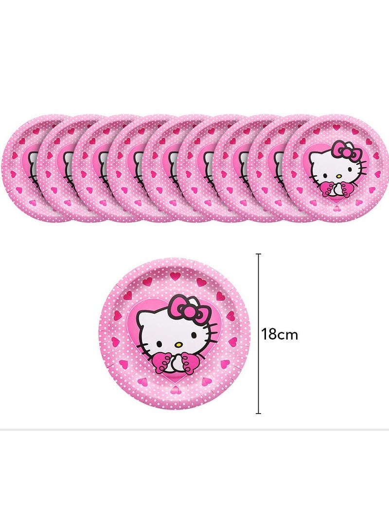 Hello Kitty 145-piece Hello Kitty Theme Party Supplies for Kids, Hello Kitty Party Props Favor Table Decorations, Banner Paper Plates Napkins Cups Tablecloth Tableware Sports Set for 10 Guests,Party Decorations - Image 3