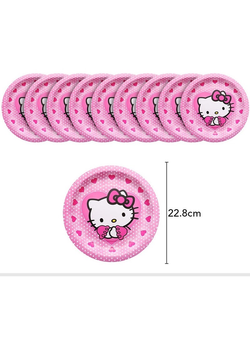 Hello Kitty 145-piece Hello Kitty Theme Party Supplies for Kids, Hello Kitty Party Props Favor Table Decorations, Banner Paper Plates Napkins Cups Tablecloth Tableware Sports Set for 10 Guests,Party Decorations - Image 4
