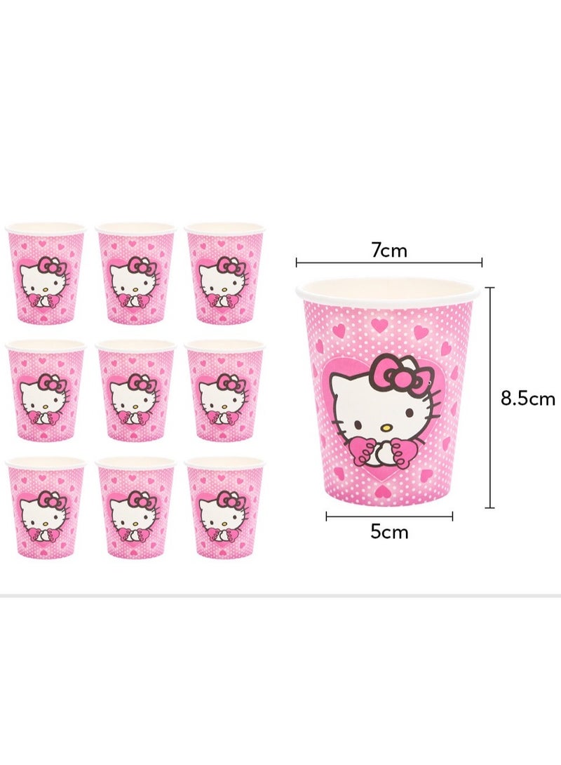 Hello Kitty 145-piece Hello Kitty Theme Party Supplies for Kids, Hello Kitty Party Props Favor Table Decorations, Banner Paper Plates Napkins Cups Tablecloth Tableware Sports Set for 10 Guests,Party Decorations - Image 5