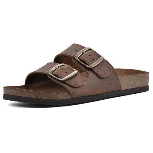 WHITE MOUNTAIN Shoes Helga Women's Flat Sandal, Brown/Leather, 7 M - Image 1