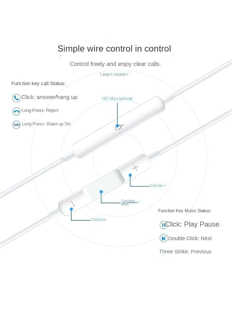 DUSALA Earphones with Lightning Earphones Wired Stereo Sound, Compatible with iPhone 14/13/12/SE/11/XR/XS/X/7/7 Plus/8/8 Plus - Image 3