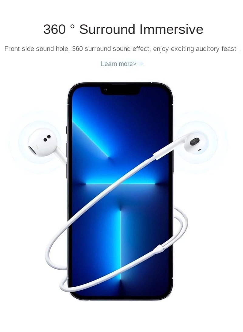 DUSALA Earphones with Lightning Earphones Wired Stereo Sound, Compatible with iPhone 14/13/12/SE/11/XR/XS/X/7/7 Plus/8/8 Plus - Image 2