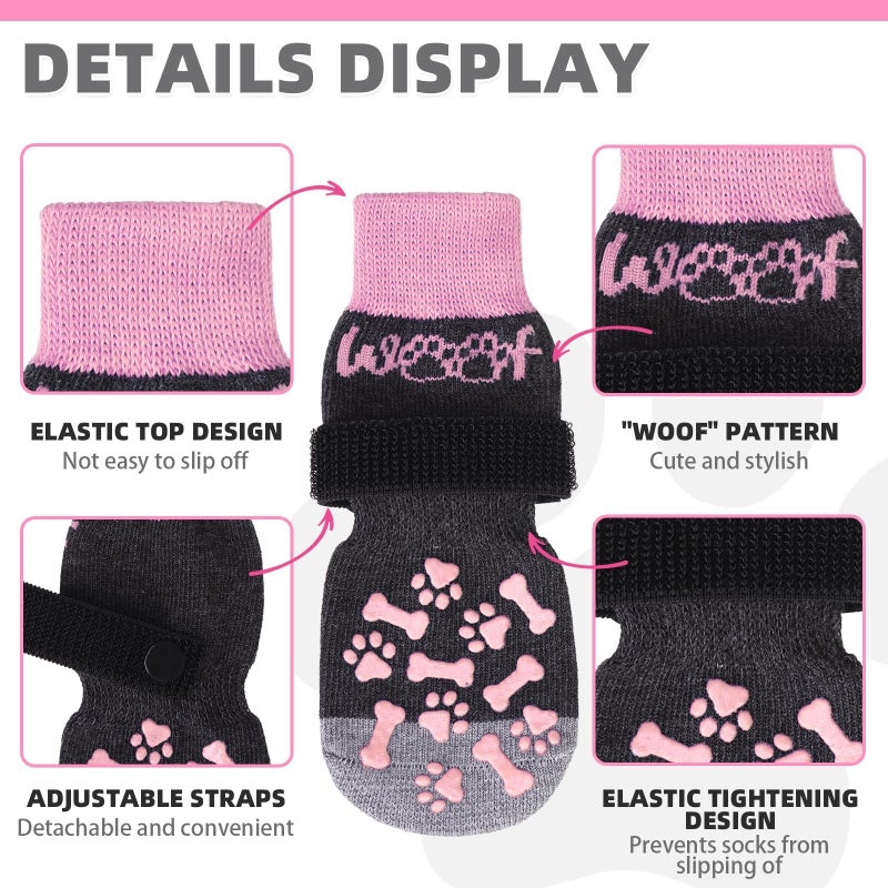 KOOLTAIL Dog Socks Shoes for Hot Pavement to Prevent Licking Paws, Winter Dog Boots&Paw Protector for Hardwood Floors Anti Slip,Traction Control Grip Booties for Small Medium Large Senior Dogs, Pink S - Image 2