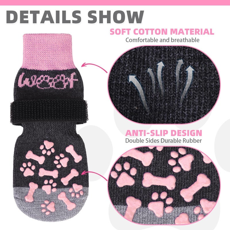 KOOLTAIL Dog Socks Shoes for Hot Pavement to Prevent Licking Paws, Winter Dog Boots&Paw Protector for Hardwood Floors Anti Slip,Traction Control Grip Booties for Small Medium Large Senior Dogs, Pink S - Image 3