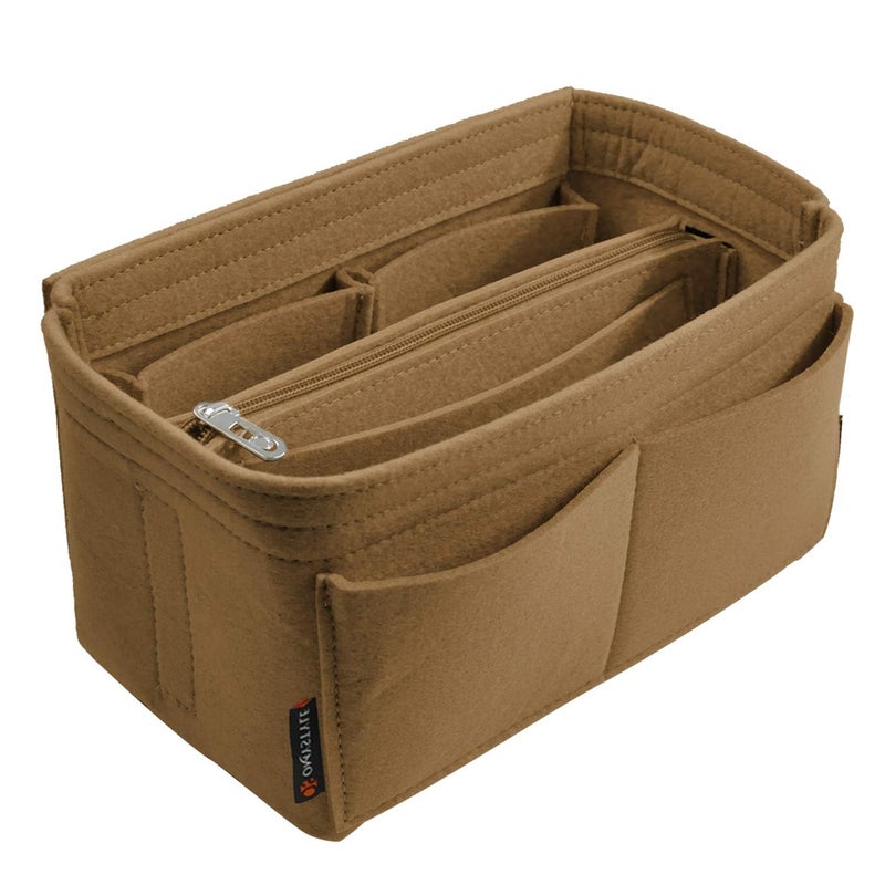 Omystyle Brown Slender Medium Purse Organizer Insert For Handbags  Felt Bag Organizer For Tote & Purse  Tote Bag Organizer Insert With 5 Sizes  Compatible With Neverful Speedy And More