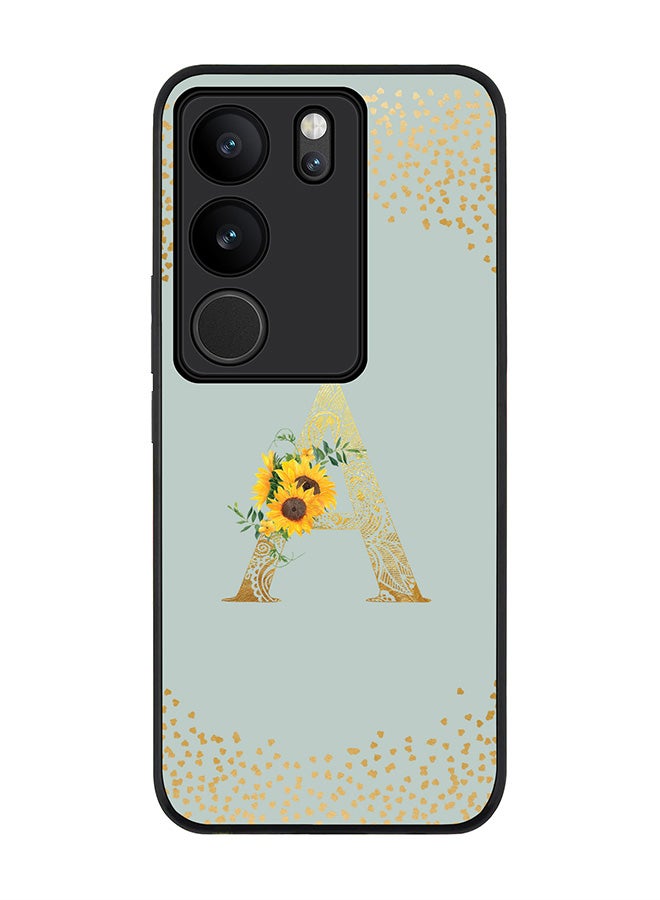 Stylizedd Case for Vivo V29 / Vivo V29 Pro / Vivo S17, Slim fit Flexible Cover Custom Monogram Initial Letter Floral Mandala Pattern Alphabet - A (Light Grey) - Image 1