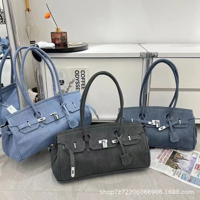 Women'S Bag Fashion Casual Denim Platinum Bag Shoulder Crossbody Handbag Hand Bag - Image 3