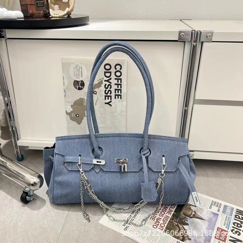 Women'S Bag Fashion Casual Denim Platinum Bag Shoulder Crossbody Handbag Hand Bag - Image 4