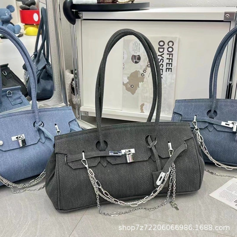Women'S Bag Fashion Casual Denim Platinum Bag Shoulder Crossbody Handbag Hand Bag - Image 2