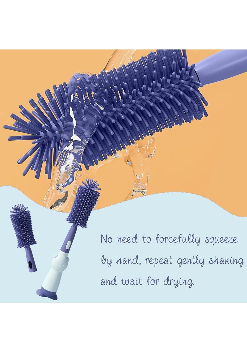 Excefore Baby Bottle Brush Set 3-In-1 Bottle Cleaning Tool Pacifier Brush Reusable Bottle Cleaner For Various Baby Bottles Glass Cups And Thermoses (Bear) - Image 2