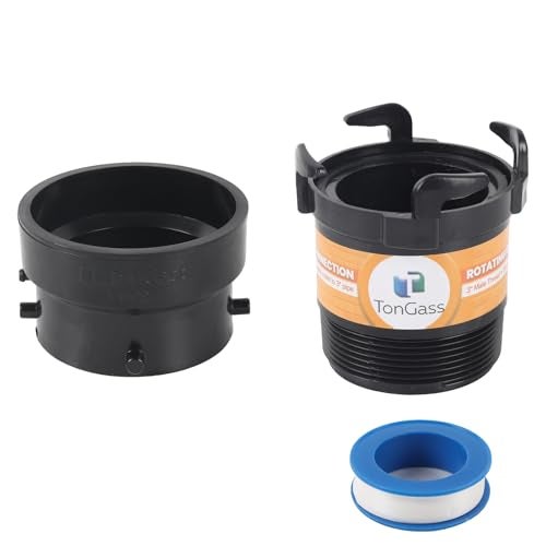 TonGass RV Sewer Pipe Adapter 3" Rotating Rigid Bayonet Adapter with Male Thread & Hooks, Termination Fitting with 3" Bayonet & Hub, RV Sewer Hose Connector for Waste Disposal - Black - Image 1