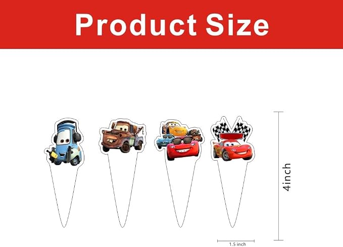 ARHAVI 30pcs Cars Cake Decorations with 30pcs Cupcake Toppers Party Supplies for Cars Themed Birthday Decorations - Image 3